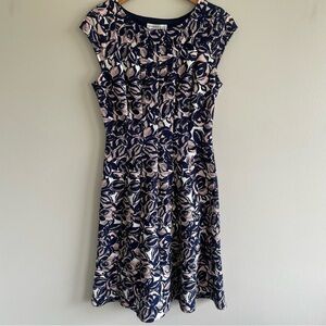 Robbie Bee Floral Navy and Pink Dress Size Small